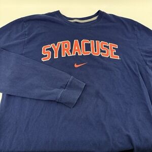 Nike Syracuse Men's‎ XL Reg Fit Orange spellout Navy cottonLong Sleeve shirt